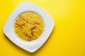 Yellow split pea soup with ham Royalty Free Stock Photo