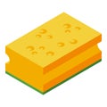 Yellow sponge icon isometric vector. Detergent bottle