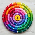 A yellow spool sits in the middle, completing the vibrant display Royalty Free Stock Photo
