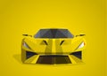 Yellow sport car on yellow background - polygonal style.