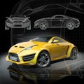 Yellow sports car Royalty Free Stock Photo