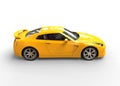 Yellow Sports Car on White Background - Side View Royalty Free Stock Photo