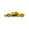 Yellow sports racing car, supercar, side view vector Illustration on a white background Royalty Free Stock Photo