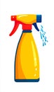 A yellow spray bottle with a red trigger spraying water Royalty Free Stock Photo