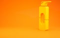 Yellow Spray can for hairspray, deodorant, antiperspirant icon isolated on orange background. 3d illustration 3D render