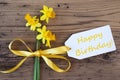 Yellow Spring Narcissus, Label, Text Happy Birthday