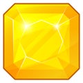 Yellow square gemstone. Precious jewel. Shiny crystal