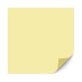 Yellow square sticky note with a bent right bottom corner isolated on white background. Vector illustration Royalty Free Stock Photo