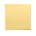 One single yellow square sticky post note isolated on white Royalty Free Stock Photo