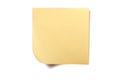 Yellow square sticky post note isolated on white Royalty Free Stock Photo