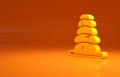 Yellow Stack hot stones icon isolated on orange background. Spa salon accessory. Minimalism concept. 3d illustration 3D Royalty Free Stock Photo