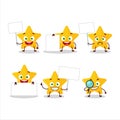 Yellow star cartoon character bring information board