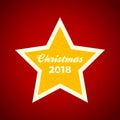 Christmas yellow star with decorative text on red