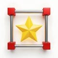 Yellow star framed by red and silver structure Royalty Free Stock Photo