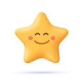 Yellow star, happy emoji. Smiley face emoticon.