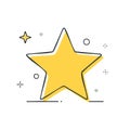 Yellow Star Illustration with Sparkles and Circles in Hand Drawn Style Royalty Free Stock Photo