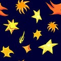 Yellow star pattern, vector illustration. Royalty Free Stock Photo