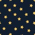 Yellow star seamless pattern on black Royalty Free Stock Photo