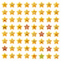 Yellow stars big set of cute happy smiley emotions,vector illustration Royalty Free Stock Photo