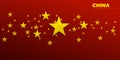 Yellow stars with 3d style and red background. China Independence Day design