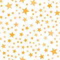 Yellow stars pattern. Basic cute irregular star shapes for kids, Christmastime, wrapping paper, invitations. Vector