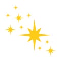 Yellow stars twinkles and sparkles icon isolated on white background. Design element, printable and cuttable. Vector Royalty Free Stock Photo