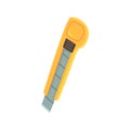 Yellow stationery knife, office tool cartoon vector Illustration