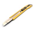 The yellow stationery knife on white background.