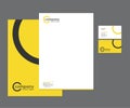 Yellow Stationery Letterhead, Business Card Set with Logo Design