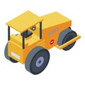 Yellow steamroller icon, isometric style