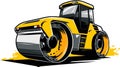Yellow Steamroller Machine - Road Construction Heavy Equipment Royalty Free Stock Photo