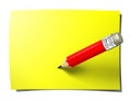 Yellow stick note with pencil Royalty Free Stock Photo