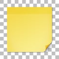 Yellow stick note on transparent texture backdrop Royalty Free Stock Photo
