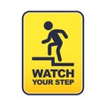 yellow sticker caution step. flat vector illustration