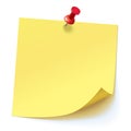 Yellow sticker pinned red pushbutton Royalty Free Stock Photo