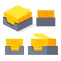 Yellow Sticker Vector. Sticky Paper Notes Stack. Isometric Paper Note. Isolated Illustration Royalty Free Stock Photo