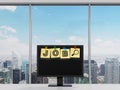 Yellow stickers are on the display with the word JOB as a symbol of the searching of the vacancies in the Internet. Royalty Free Stock Photo