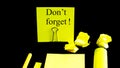 Yellow sticky note do not forget on black background Royalty Free Stock Photo