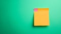 A yellow sticky note on a green background. Generative AI Royalty Free Stock Photo