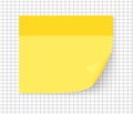 Yellow sticky note isolated on a sheet in a cage.Template for your projects. Vector illustration. Royalty Free Stock Photo