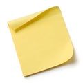 Yellow sticky note isolated on white background Royalty Free Stock Photo