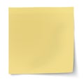 Yellow sticky note isolated on white background. Raster version illustration Royalty Free Stock Photo