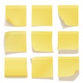 Yellow sticky note realistic office information paper