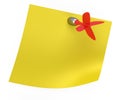 Yellow sticky note with red dart Royalty Free Stock Photo