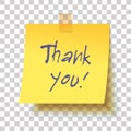 Yellow sticky note with text `Thank you!` Royalty Free Stock Photo