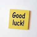 Yellow sticky note with the word Good Luck Royalty Free Stock Photo
