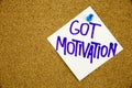 A yellow sticky note writing, caption, inscription Motivational concept - got motivation question - handwriting on a Royalty Free Stock Photo