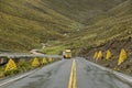 Yellow stone road with yellow truck Royalty Free Stock Photo