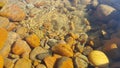 Yellow stones in clear water