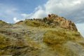 Yellow stones on the thermal zone of Vulcano